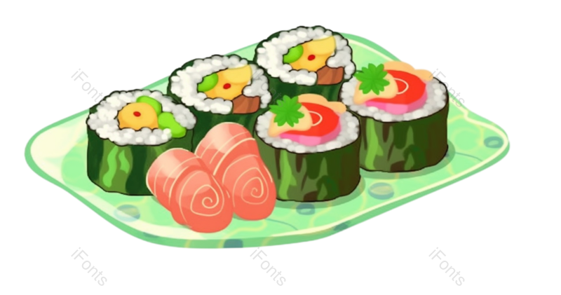 手绘素材图片,日本美食元素,美食PNG,寿司免抠素材